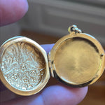 Engraved Flower Locket - Vermeil - Gold over Sterling Silver - Vintage