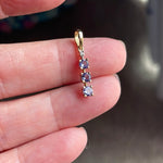 Tanzanite Three Stone Pendant - Diamond - 10k Gold - Vintage