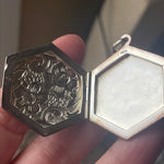 Hexigonal Flower Locket - Sterling Silver - Vintage