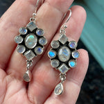 Moonstone Earrings - Sterling Silver - Vintage