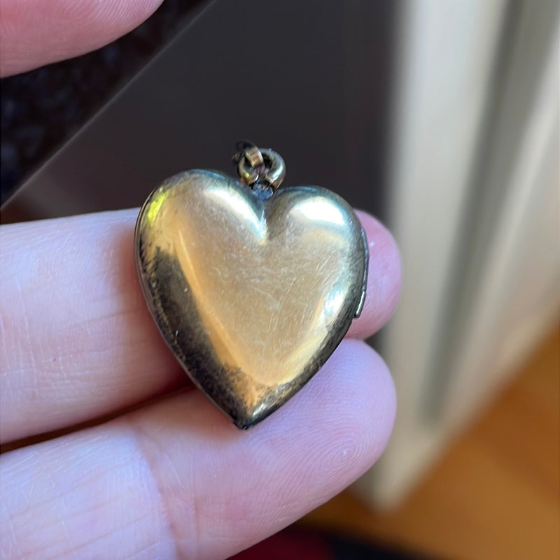 Bird Heart Locket - Love Birds - Gold over Sterling - Vintage