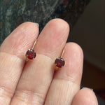 Garnet Leverback Hoop Earrings - 10k Gold - Vintage