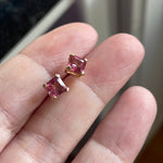 Pink Tourmaline Earrings - 14k Gold - Vintage