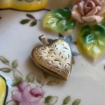 Engraved Heart Locket - Gold Filled - Vintage