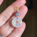 Moonstone Donut Pendant - Fluorite, Ruby and Pearl - Gold Filled - Handmade