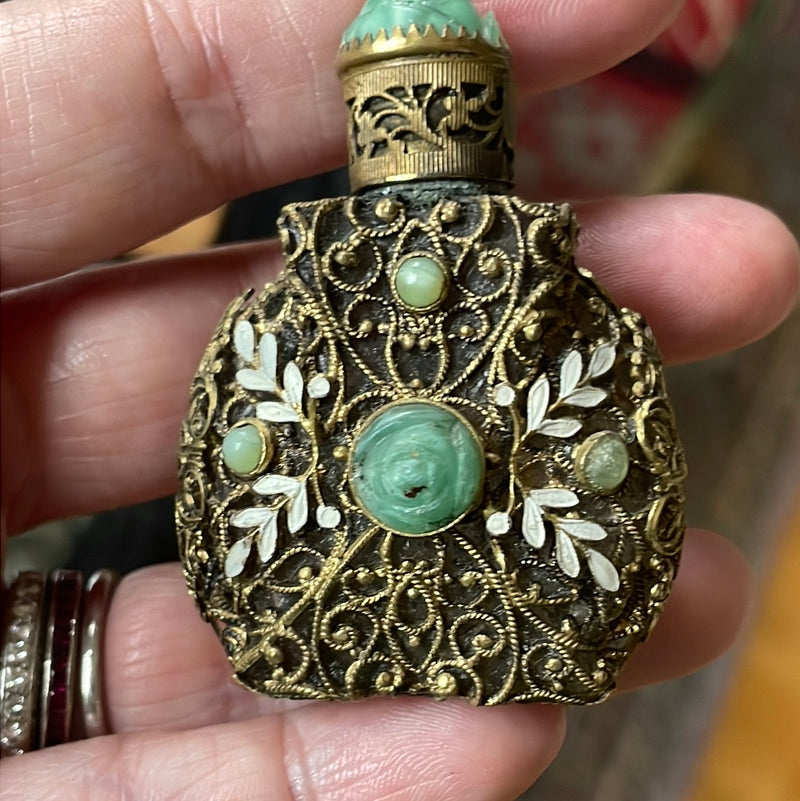 Czech Glass Perfume Bottle - Vintage