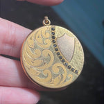 Shield Paste Locket - Gold Filled - Antique