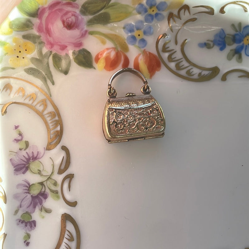 Enamel Purse Locket - Gold Filled - Antique