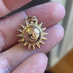 Puffy Sun Pendant - 9k Gold - Vintage