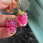 French Pink Berry Earrings - Gold Filled - Handmade