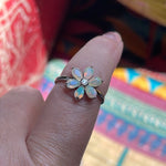 Opal Flower Ring - Sterling Silver - Modern