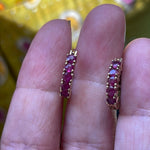 Ruby Hoop Earrings - 10k Gold - Vintage