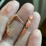 Coral Hoop Earrings - 14k Gold - Vintage