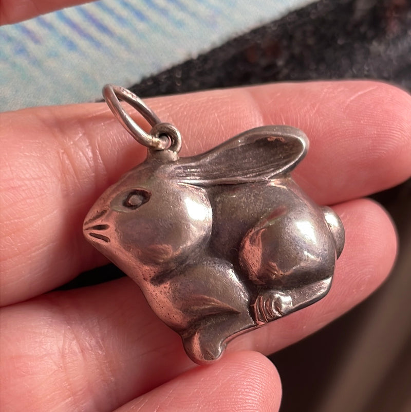 Rabbit Pendant - Sterling Silver - Vintage