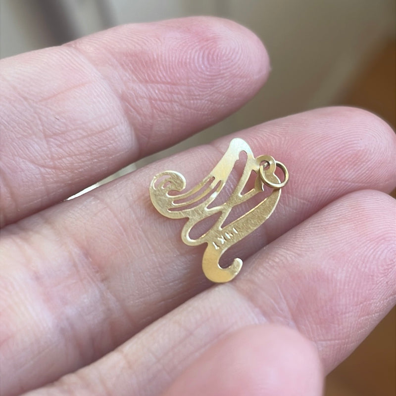 M initial Pendant - 14k Gold - Vintage