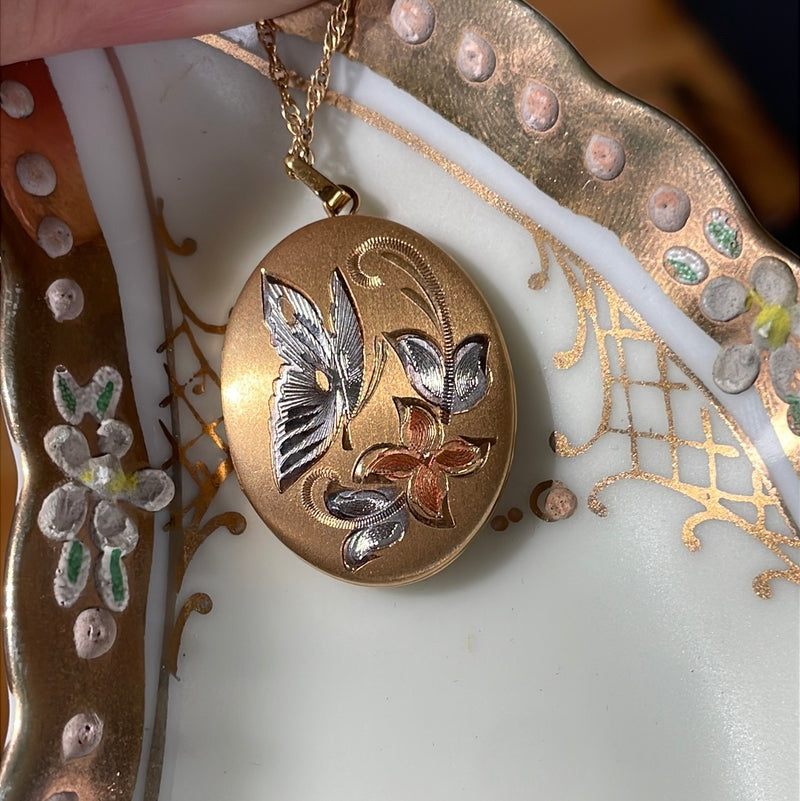 Butterfly Locket - Gold Filled - Vintage