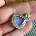 Moonstone Teardrop Pendant - Closed Back - Sterling Silver - Modern