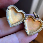 Bird Heart Locket - Love Birds - Gold over Sterling - Vintage