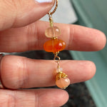 Multi Pumpkin Pendant - Peach Moonstone, Carnelian, Citrine - Gold Filled - Handmade