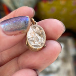 Engraved Dainty Flower Locket - Gold Filled - Antique - As Found