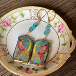 Moon Goddess Earrings - Apatite - Gold Filled - Handmade