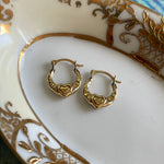 Mini Heart Hoop Earrings - 10k Gold - Vintage