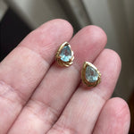 Blue Topaz Teardrop Earrings - 14k Gold - Vintage