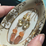 Autumnal Gemstone Drop Earrings - Gold Filled - Handmade