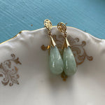 Jade Drop Earrings - Good Fortune - 14k Gold - Vintage