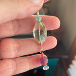 Gemstone Pendant - Prasiolite, Fluorite, Moonstone, Apatite and Coral - Gold Filled - Handmade