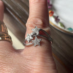 Diamond Star Trilogy Ring - 10k White Gold - Vintage