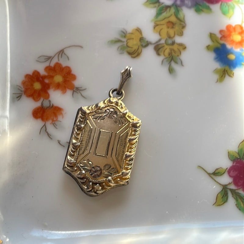 Ornate Floral Locket - Gold Filled - Antique