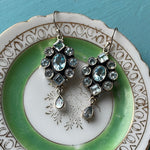 Blue Topaz Cluster Earrings - Sterling Silver - Vintage