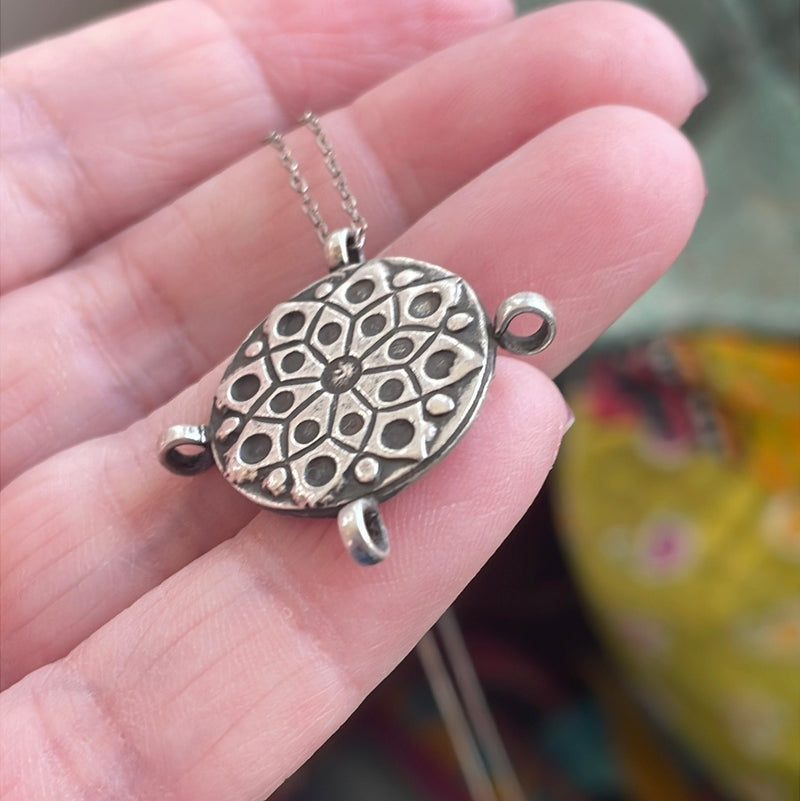 Medallion Pendant - Sterling Silver - Vintage