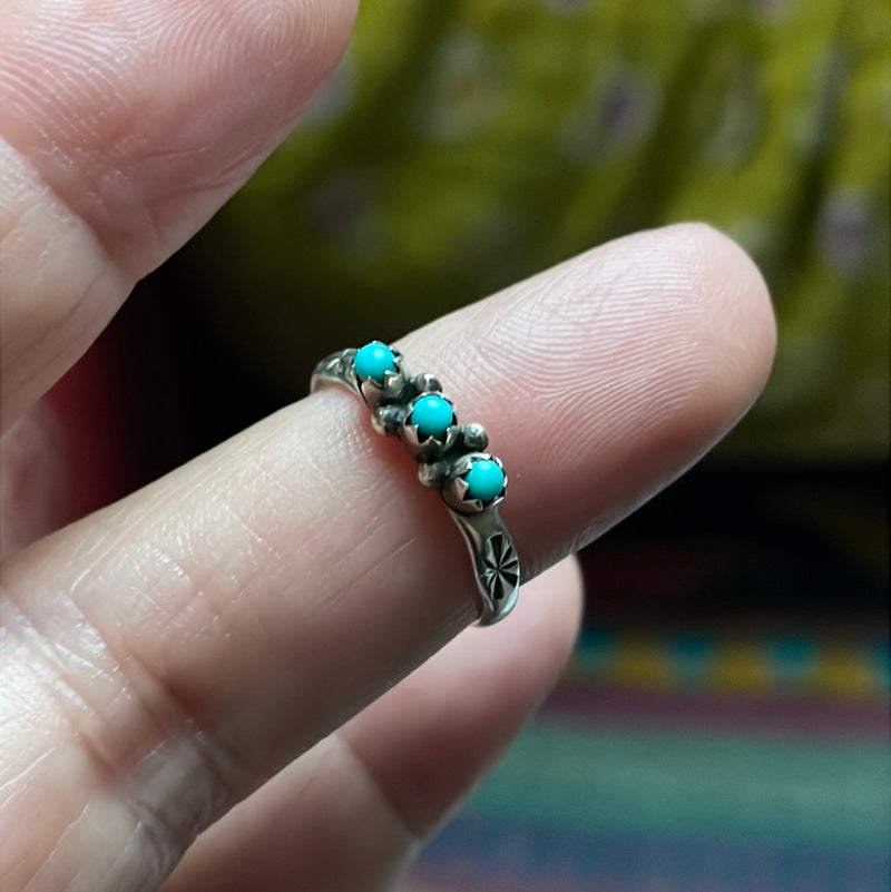 Turquoise Starry Band - Sterling Silver - Native American - Navajo - Vintage