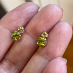 Peridot Two Stone Earrings - 14k Gold - Vintage