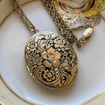 Engraved Flower Locket - Gold Filled - Vintage