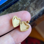 Dainty Double Heart Engraved Heart Locket - Gold Filled - Vintage