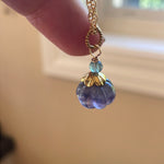 Carved Fluorite Pumpkin Necklace - Gold Filled - Handmade