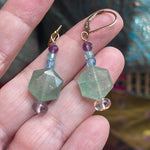 Ocean Drop Earrings - Chalcedony, Fluorite and Apatite - Gold Filled - Handmade