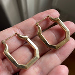 Large Square Hoop Earrings - 9k Gold - Vintage