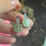 Ocean Drop Earrings - Chalcedony, Fluorite and Apatite - Gold Filled - Handmade