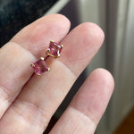 Pink Tourmaline Earrings - 14k Gold - Vintage