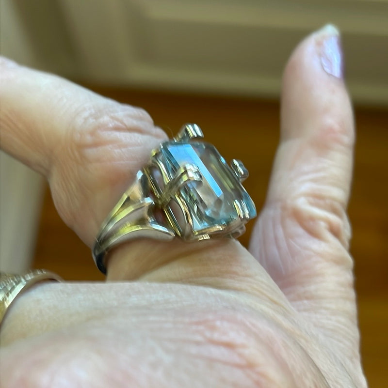 Aquamarine Ring - Sterling Silver - Vintage