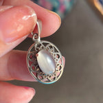 Moonstone Ornate Pendant - Sterling Silver - Vintage