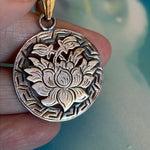 Silver Lotus Pendant - Sterling Silver - Vintage