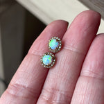 Opal Earrings - White Sapphire - 10k Gold - Vintage