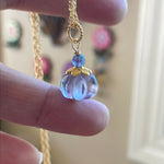 Carved Fluorite Pumpkin Necklace - Gold Filled - Handmade