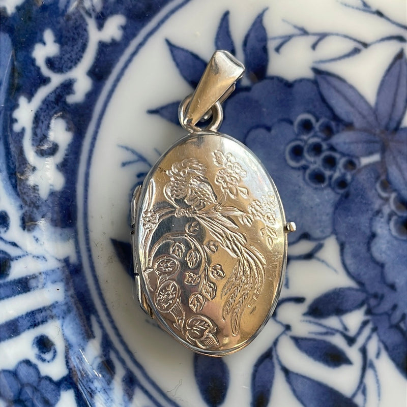 Bird Locket - Sterling Silver - Vintage