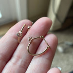 Diamond Flower Hoop Earrings - 10k Gold - Vintage